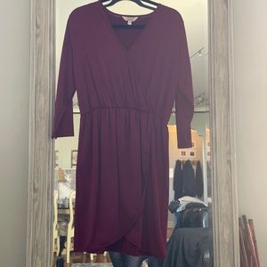 Wine colored stretchy wrap dress size medium